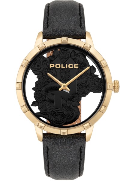 Montre pour dames Police Marietas PL16041MSG.02, bracelet cuir véritable
