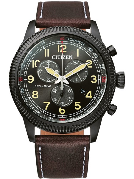 Citizen Eco Drive AT2465-18E men's watch, cuir véritable strap