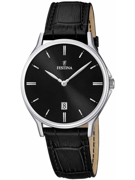 Festina Klassik F16745/5 men's watch, real leather strap