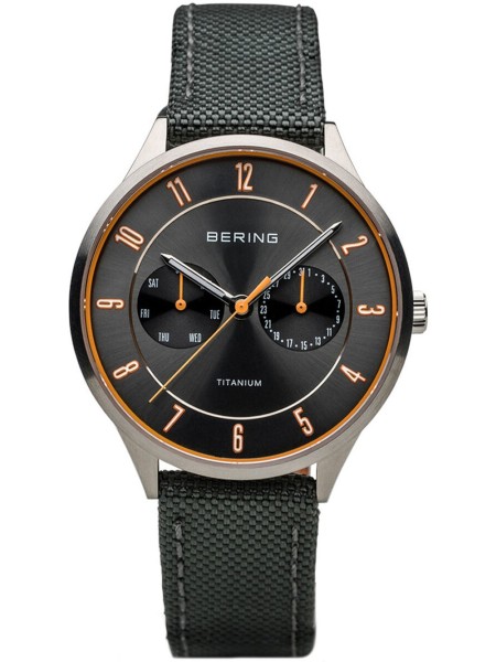 Bering 11539-879 men's watch, real leather / textile strap