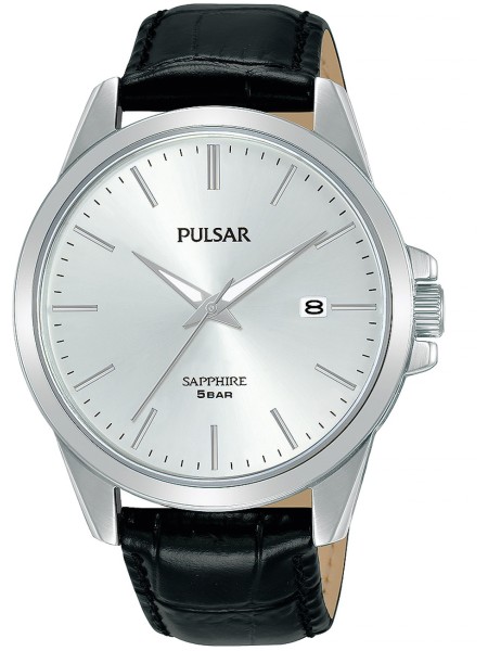 Pulsar PS9643X1 men's watch, real leather strap