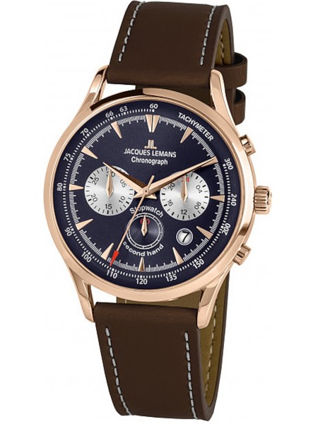 Jacques Lemans Retro Classic 1-2068G men's watch, real leather strap
