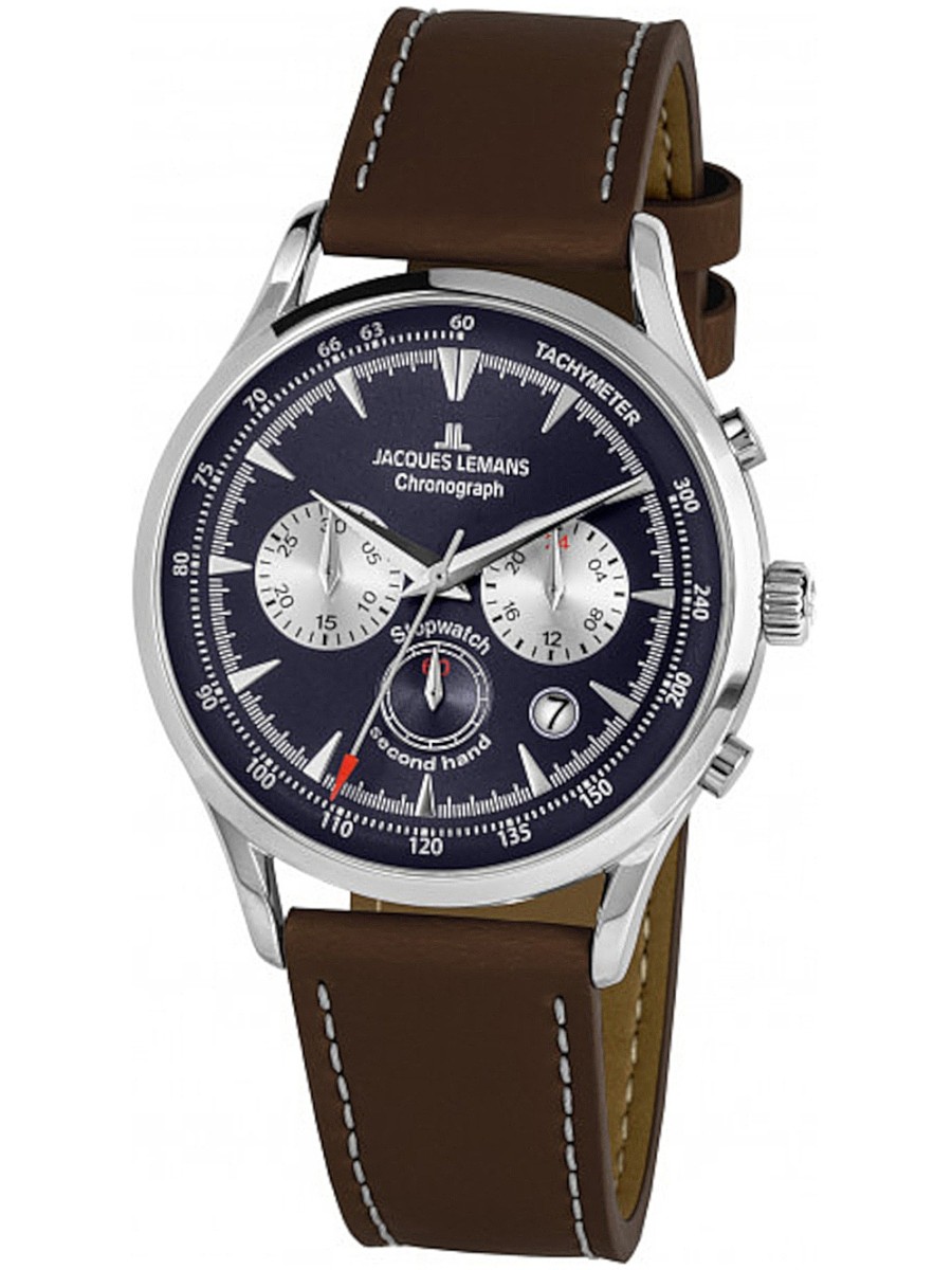 Jacques Lemans Retro Classic 1-2068C men's watch, real leather strap |  ÅKSTRÖMS