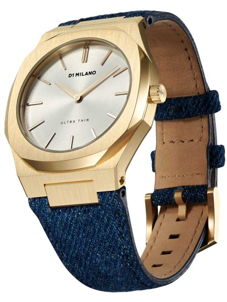 D1 Milano Classic Denim Ultra Thin UTDL03 montre de dame, cuir véritable / textile sangle