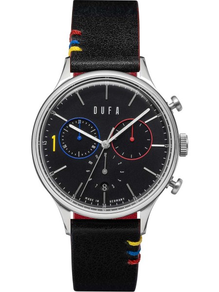 DuFa DF-9002-0D men's watch, real leather strap