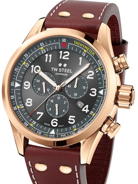 TW-Steel SVS203 men's watch, real leather strap