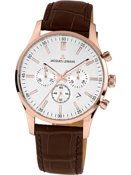Jacques Lemans London Chrono 1-2025E men's watch, real leather strap