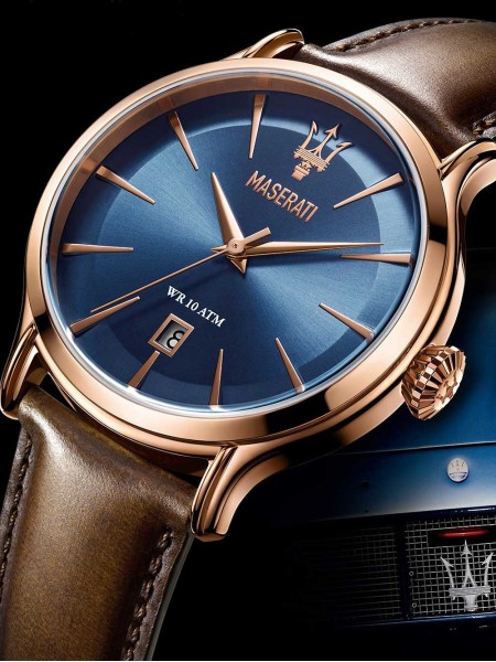 Maserati R8851118001 montre pour homme, cuir véritable sangle