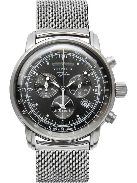 Zeppelin 100 Jahre Alarm Chrono - 7680M-2 men's watch, stainless steel strap