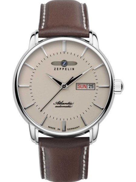 Zeppelin Atlantic Automatik Day-Date 8466-5 men's watch, real leather strap