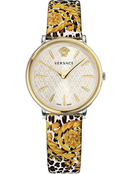 Versace V-Circle VBP120017 damklocka, äkta läder armband