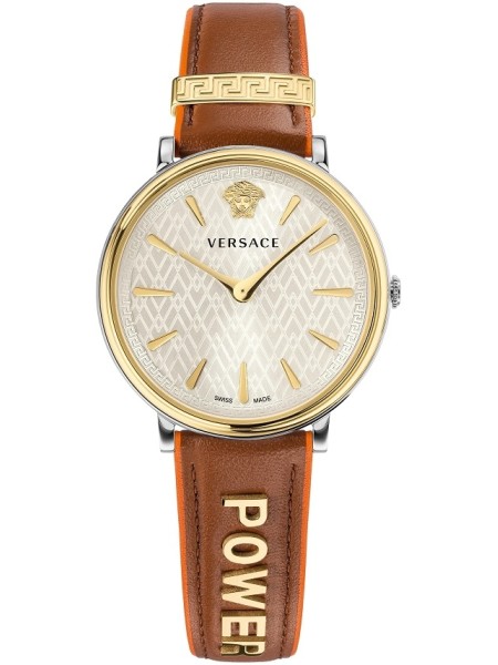 Versace V-Circle VBP070017 damklocka, äkta läder armband