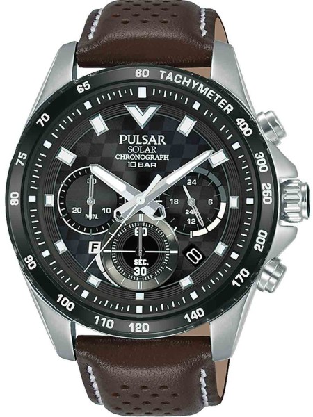Pulsar Solar Chronograph PZ5109X1 men's watch, real leather strap