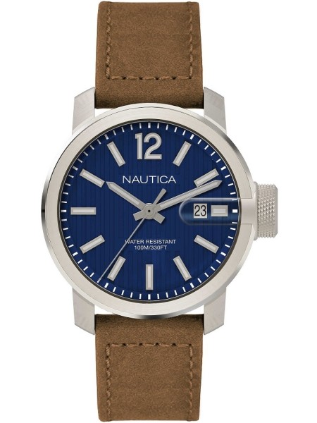 Nautica NAPSYD001 men's watch, real leather strap