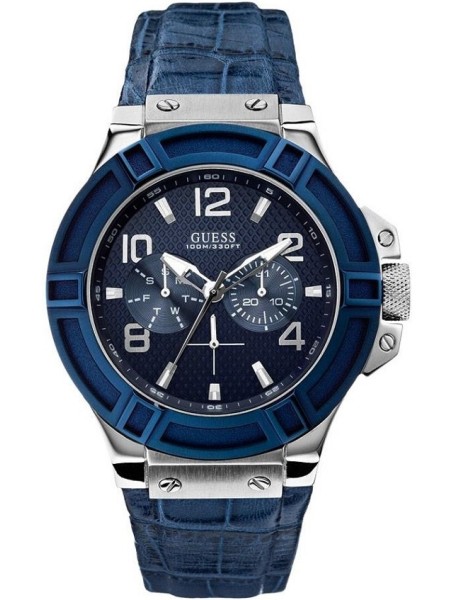 Guess W0040G7 men's watch, real leather strap