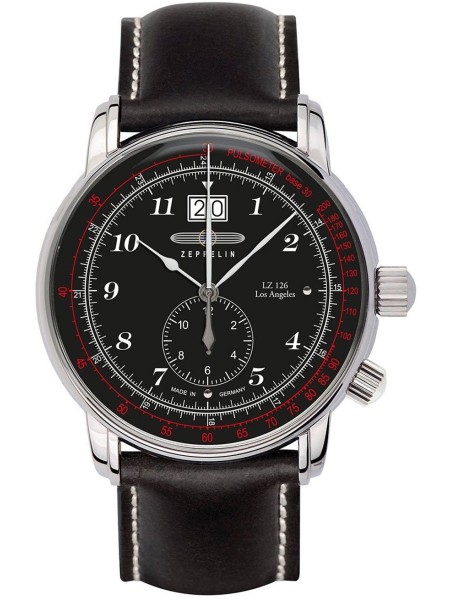 Zeppelin 8644-2 men's watch, real leather strap