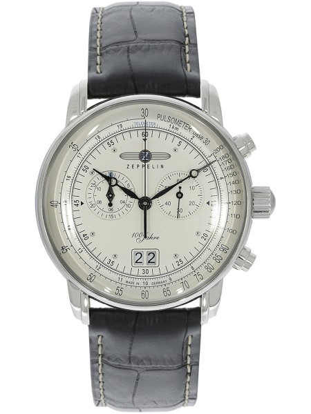 Zeppelin 100 Jahre Chrono 7690-1 montre pour homme, cuir véritable sangle
