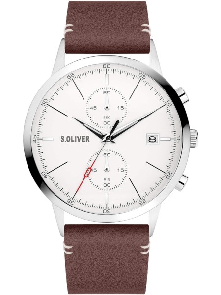 sOliver SO-4123-LC men's watch, real leather strap