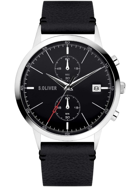 sOliver SO-4124-LC men's watch, real leather strap