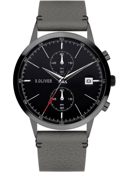 sOliver SO-4125-LC men's watch, real leather strap
