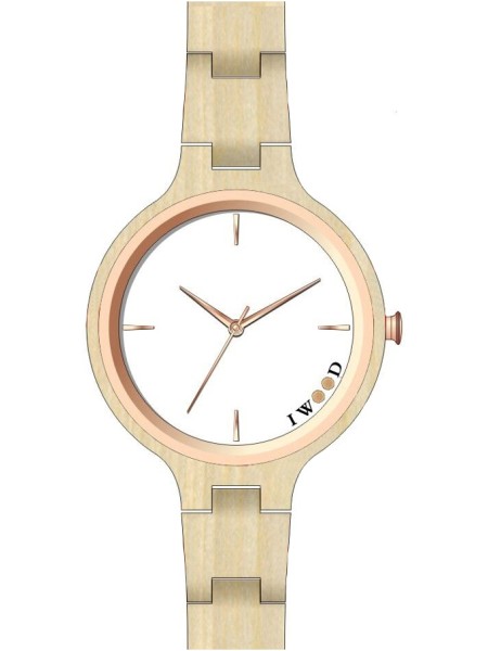 Iwood IW18442001 Relógio para mulher, pulseira de madera