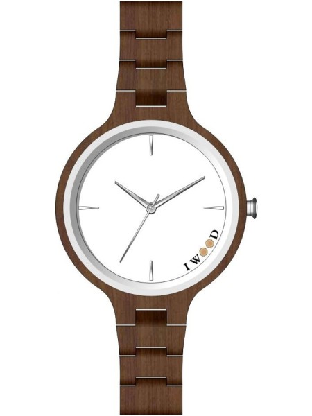 Iwood IW18442003 Relógio para mulher, pulseira de madera