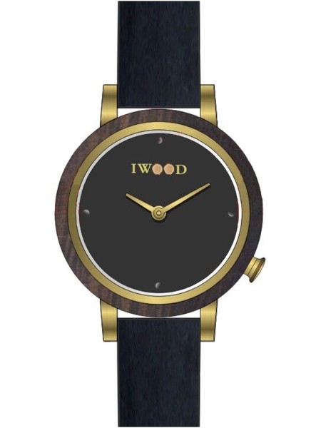 Iwood IW18443001 montre de dame, cuir véritable sangle