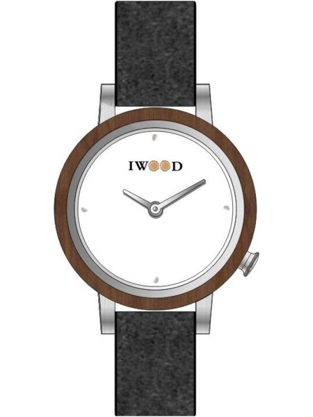 Iwood IW18443003 Relógio para mulher, pulseira de cuero real