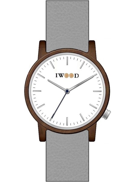 Iwood IW18444001 men's watch, real leather strap