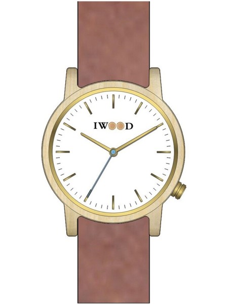 Iwood IW18444002 montre pour homme, cuir véritable sangle