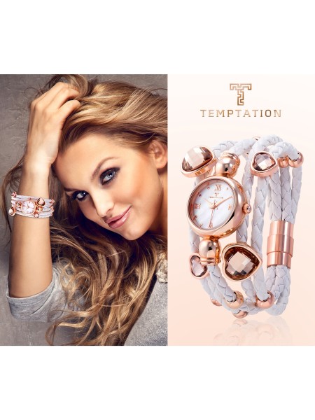 Temptation TEA-2015-03 montre de dame, cuir synthétique sangle