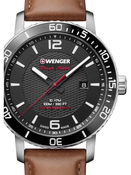 Wenger 01.1841.105 men's watch, real leather strap