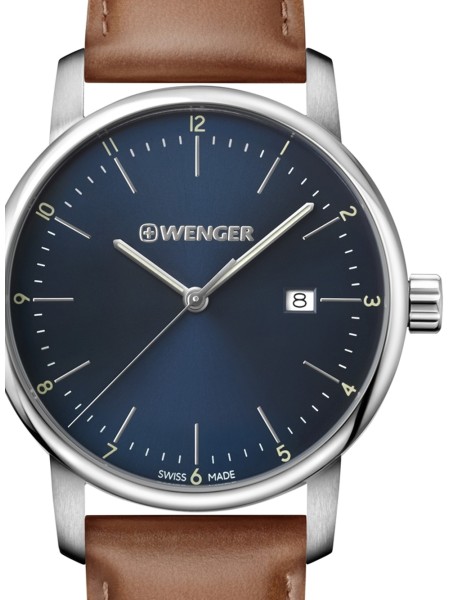 Wenger Urban Classic 01.1741.111 men's watch, real leather strap