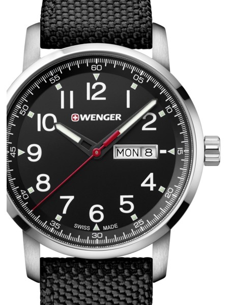 Wenger 01.1541.105 men's watch, real leather / textile strap