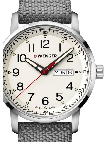 Wenger 01.1541.106 men's watch, real leather / textile strap