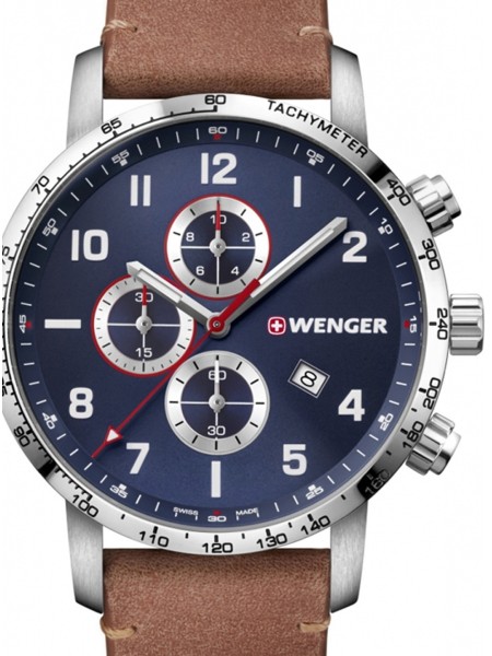 Wenger Attitude 01.1543.108 men's watch, real leather strap