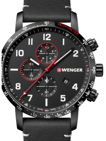 Wenger Attitude 01.1543.106 men's watch, real leather strap