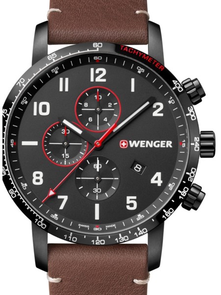 Wenger Attitude 125th Anniversary 01.1543.107 men's watch, real leather strap