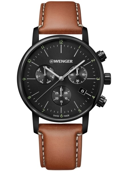 Wenger Urban Klassik 01.1743.115 men's watch, real leather strap