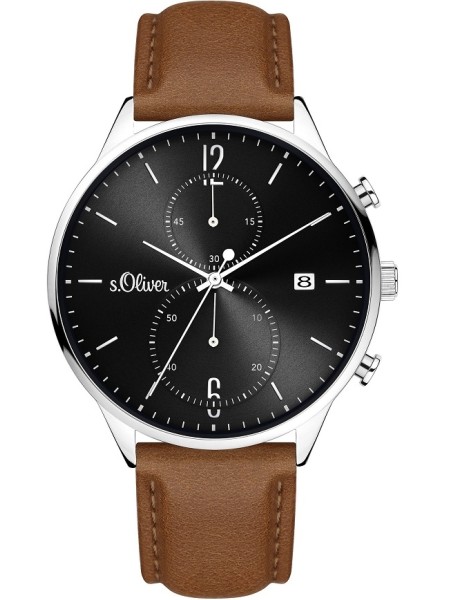 sOliver SO-4127-LC men's watch, real leather strap