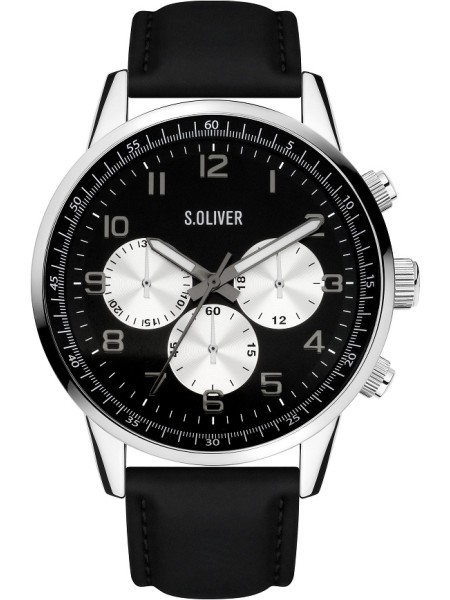 sOliver SO-4111-LC montre pour homme, cuir véritable sangle