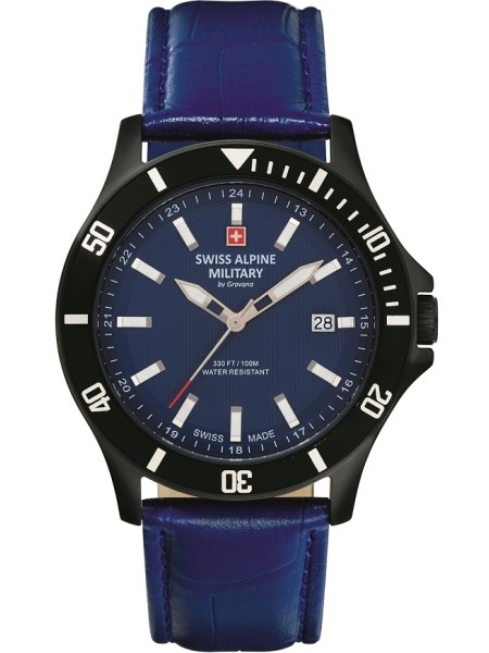 Swiss Alpine Military Uhr SAM7022.1575 herrklocka, äkta läder armband