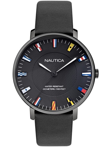 Nautica NAPCRF908 men's watch, real leather strap