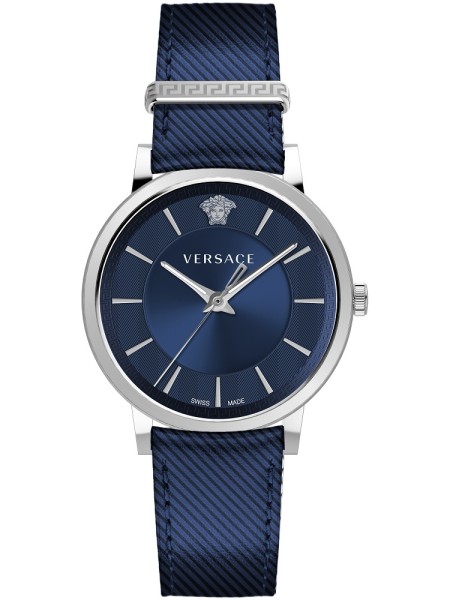 Versace V-Circle VE5A00120 herenhorloge, echt leer bandje