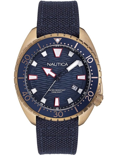 Nautica NAPHAS903 montre pour homme, cuir véritable / nylon sangle