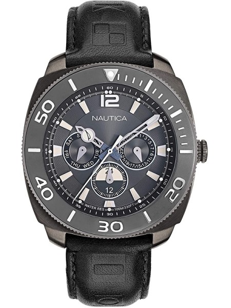 Nautica NAPBHS903 men's watch, real leather strap