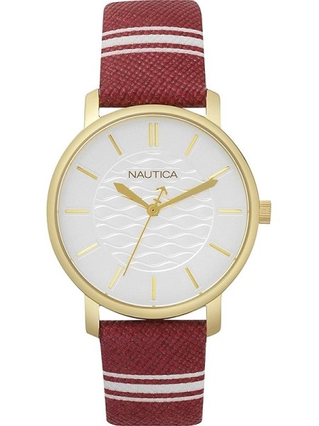 Nautica NAPCGS003 montre de dame, cuir véritable / nylon sangle
