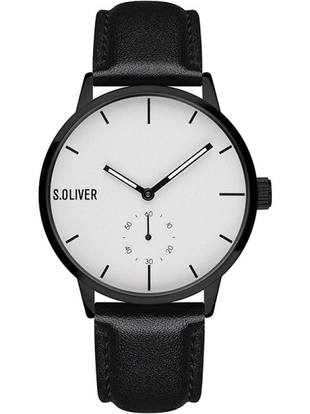 sOliver SO-4180-LQ herenhorloge, echt leer bandje