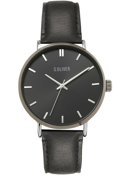 sOliver SO-4229-LQ men's watch, real leather strap