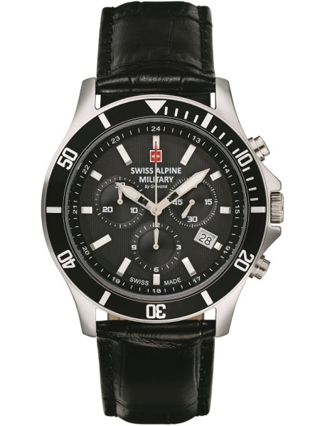 Swiss Alpine Military Chrono SAM7022.9537 men's watch, real leather strap
